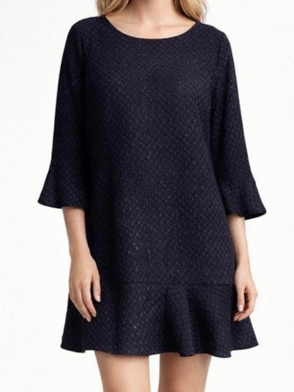 Karl Lagerfeld Navy Satin Dress Bell Sleeves Size 8